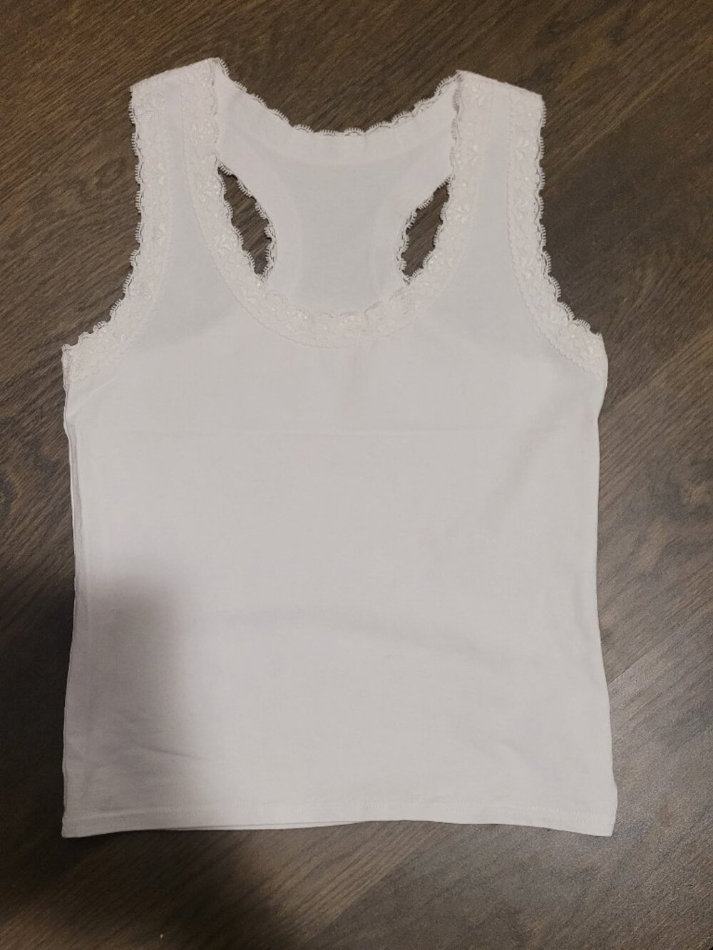 (2 for $12) Classic White Tank with Lace Trim